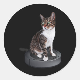 Robot Cat Vacuum Cleaner Feline Animal Cute Cat  Classic Round Sticker