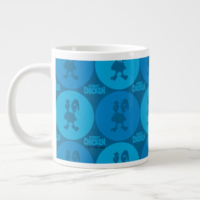 Robot Chicken Circle Pattern Large Coffee Mug (Left)