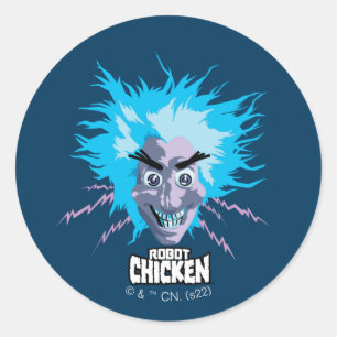 Robot Chicken Scientist Head Graphic Classic Round Sticker