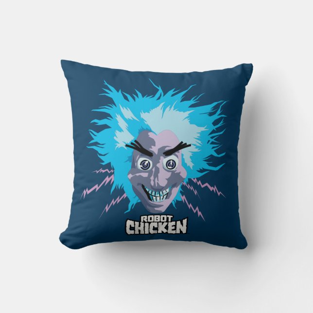 Robot Chicken Scientist Head Graphic Cushion (Front)