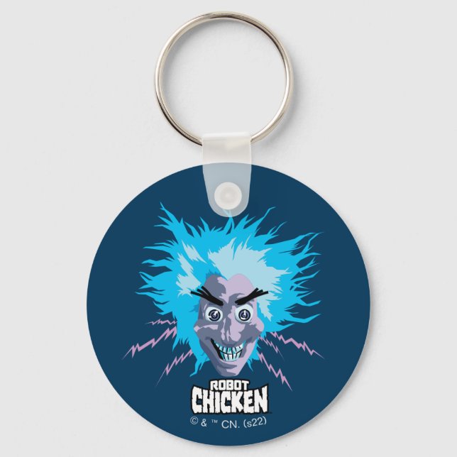 Robot Chicken Scientist Head Graphic Key Ring (Front)