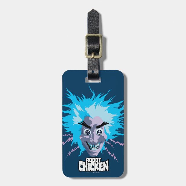 Robot Chicken Scientist Head Graphic Luggage Tag (Front Vertical)