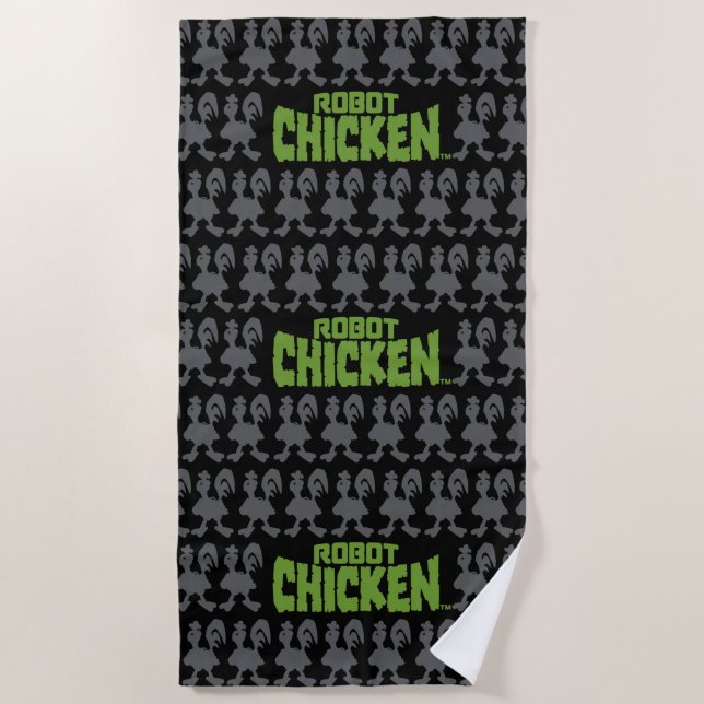 Robot Chicken Silhouette Pattern Beach Towel (Front)