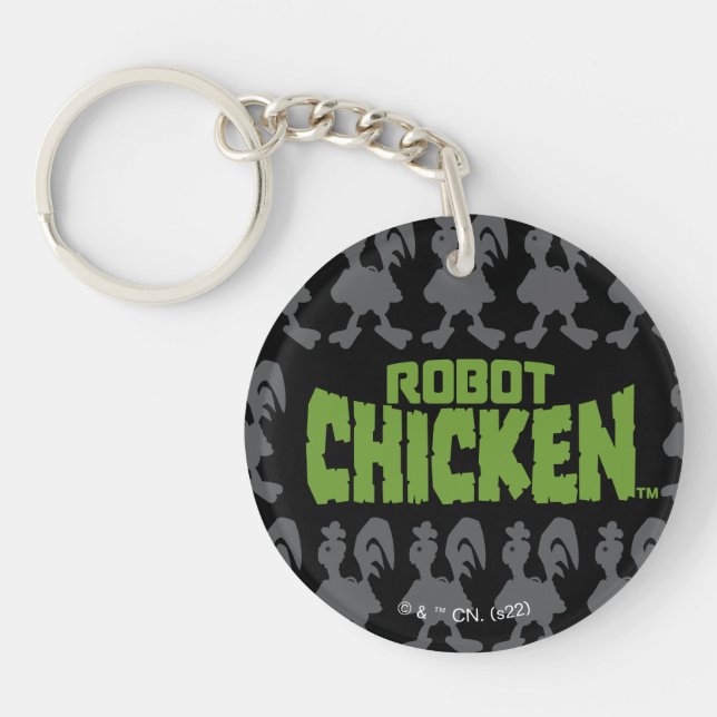 Robot Chicken Silhouette Pattern Key Ring (Front)