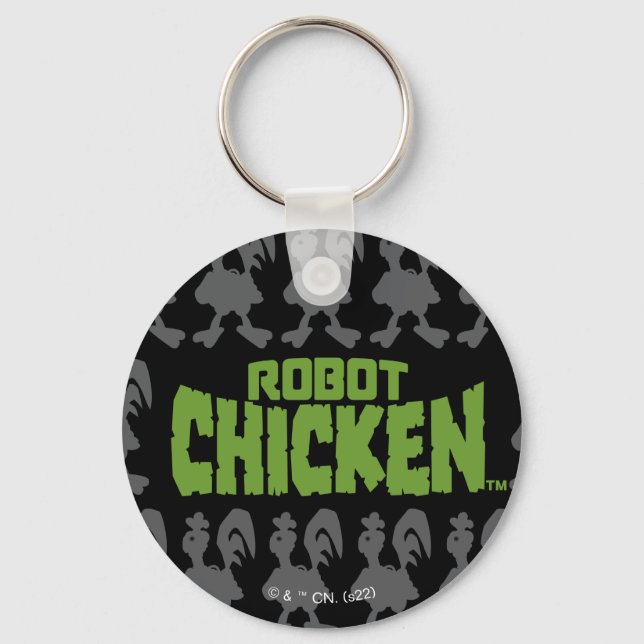 Robot Chicken Silhouette Pattern Key Ring (Front)