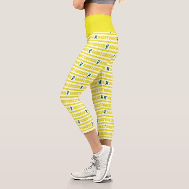 Robot Chicken Stripe Pattern Capri Leggings (Left)