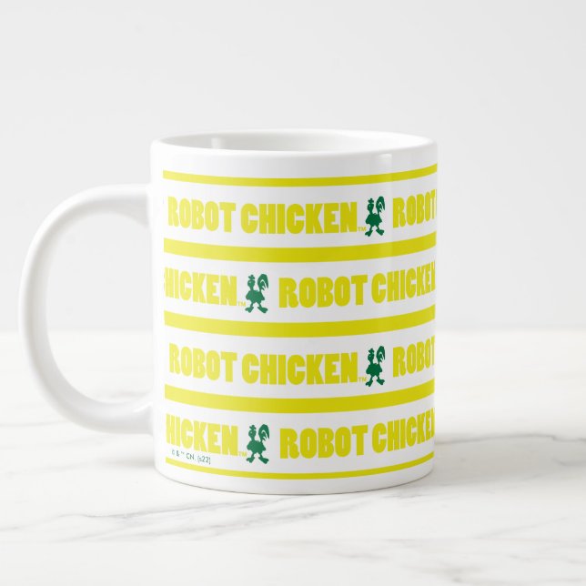 Robot Chicken Stripe Pattern Large Coffee Mug (Left)