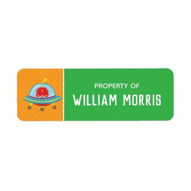 Robot Children School Name Labels | Editable Colou (Front)