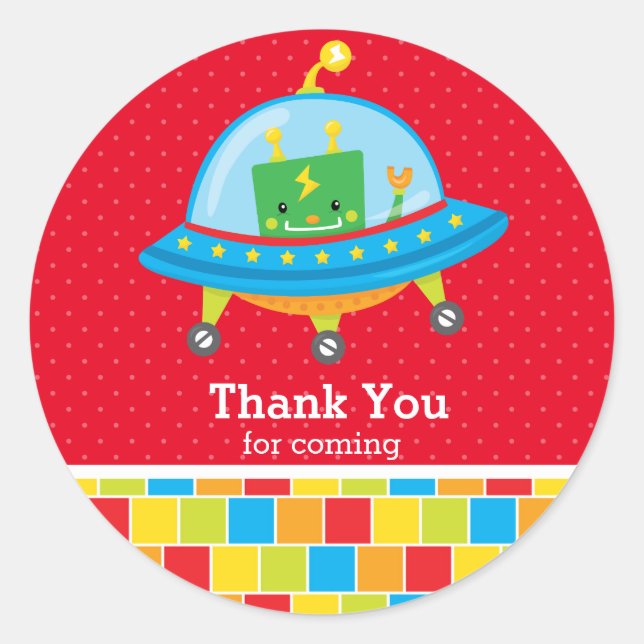 Robot * Choose background colour Classic Round Sticker (Front)