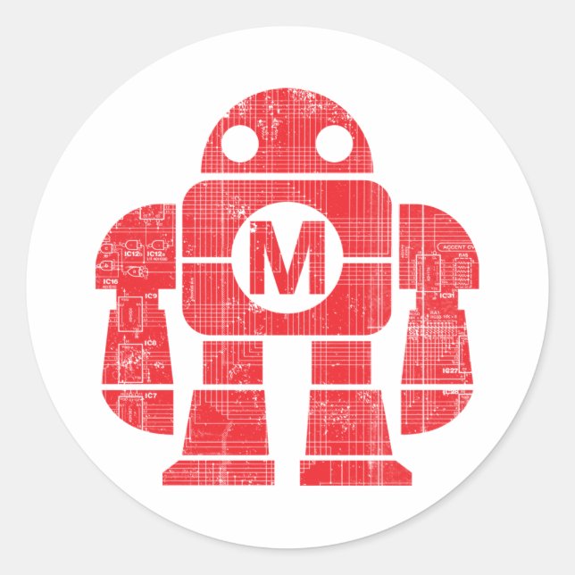 Robot Classic Round Sticker (Front)