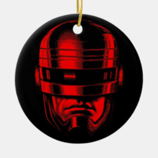 Robot Cop Helmet Ceramic Tree Decoration
