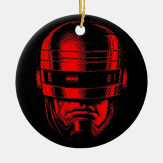 Robot Cop Helmet Ceramic Tree Decoration (Front)