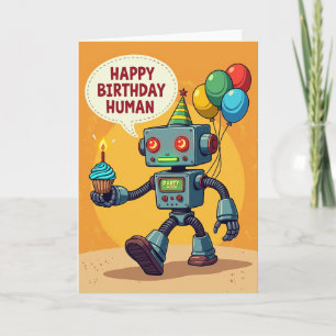 Robot Cupcake Birthday Card