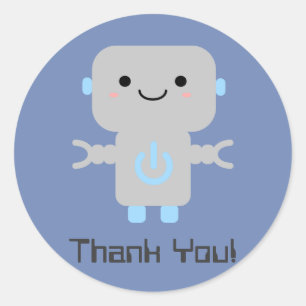Robot Cute Cartoon Thank You Classic Round Sticker