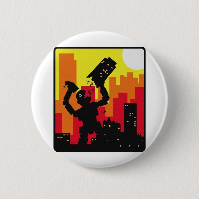 Robot Destroy 6 Cm Round Badge (Front)