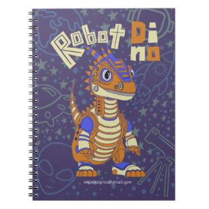 Robot Dino Spiral Notebook