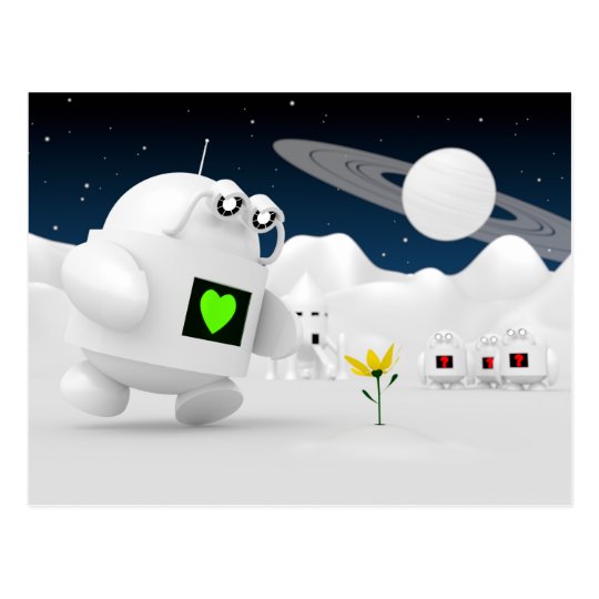 Robot Discovers Flower Postcard