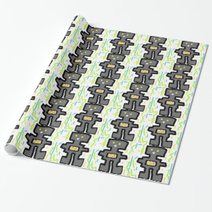 robot drawing cartoon wrapping paper