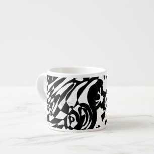 "Robot Dreams" B&W Abstract Art Espresso Cup