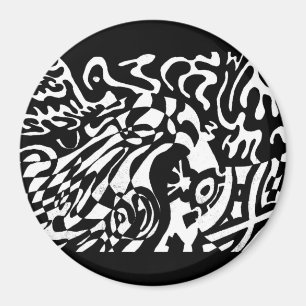 "Robot Dreams" B&W Abstract Art Magnet