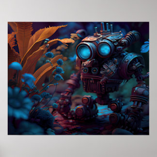 Robot Encountering Flowers Poster