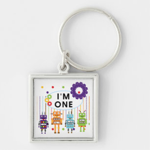 Robot First Birthday Tshirts and Gifts Key Ring