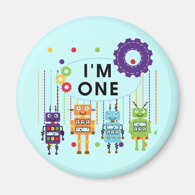 Robot First Birthday Tshirts and Gifts Magnet (Front)