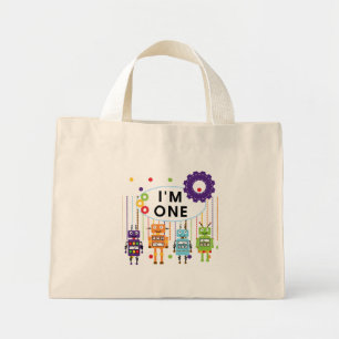 Robot First Birthday Tshirts and Gifts Mini Tote Bag
