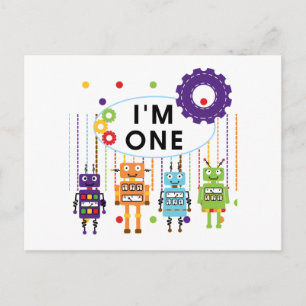 Robot First Birthday Tshirts and Gifts Postcard