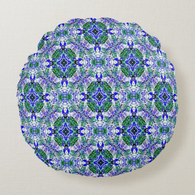 Robot flowers..... round cushion (Front)