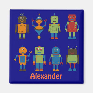 Robot Friends Child's Personalised Fridge Magnet