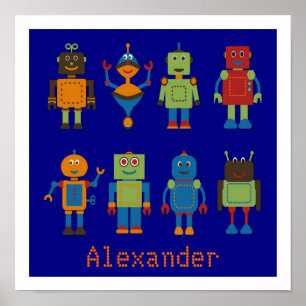 Robot Friends Personalised Kids Poster
