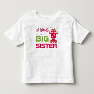 Robot Future Big Sister Kids Pink Cute Sibling Toddler T-Shirt