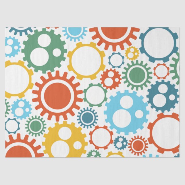 Robot Gears Pattern Tissue Paper (Front)