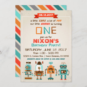 Robot Genius Future Builder Birthday Invitation