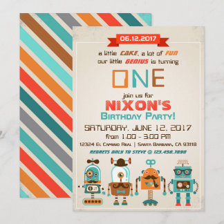 Robot Genius Future Builder Birthday Invitation