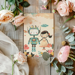 Robot Girl Funny Sci-Fi Cartoon Invitation