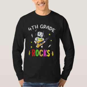 Robot Guitar Fourth Grade Rocks Back To School Kid T-Shirt