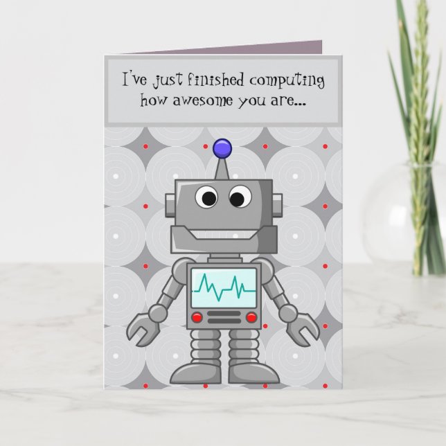 Robot Happy Birthday Awesome Birthday Card (Front)