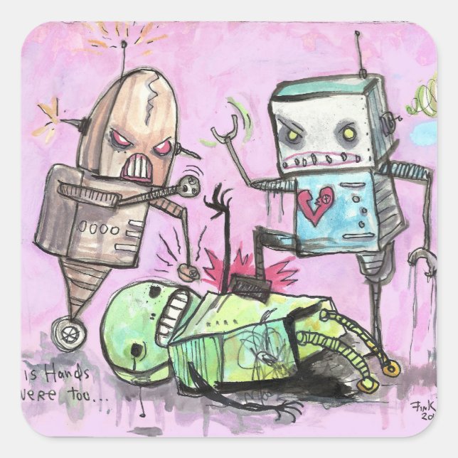 Robot Hate Crime Square Sticker (Front)