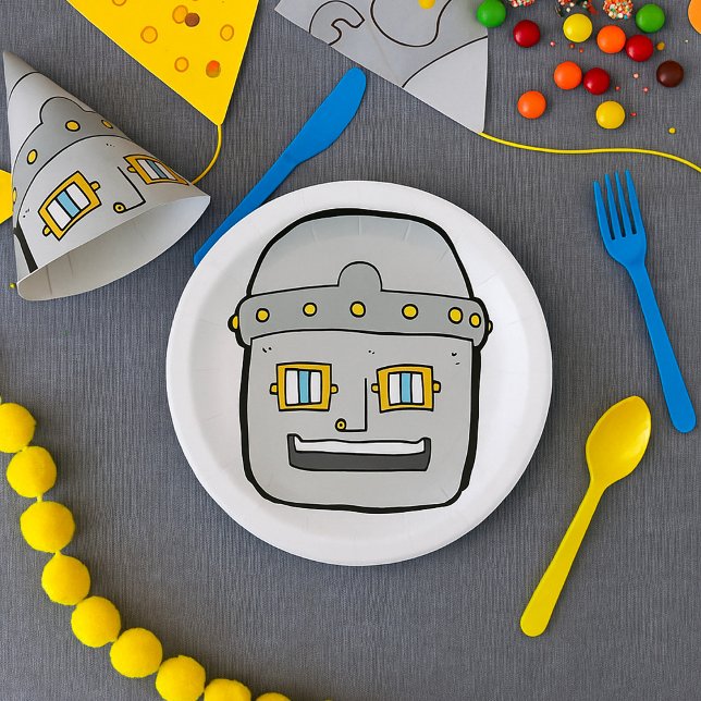 Robot Head Paper Plates (Creator Uploaded)