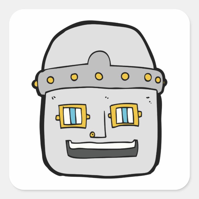 Robot Head Square Sticker (Front)