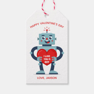 Robot Heart Cute Personalised Valentine Gift Tags