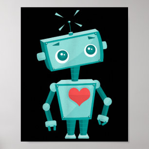 Robot Heart Valentines Day For Kids Girls  Poster
