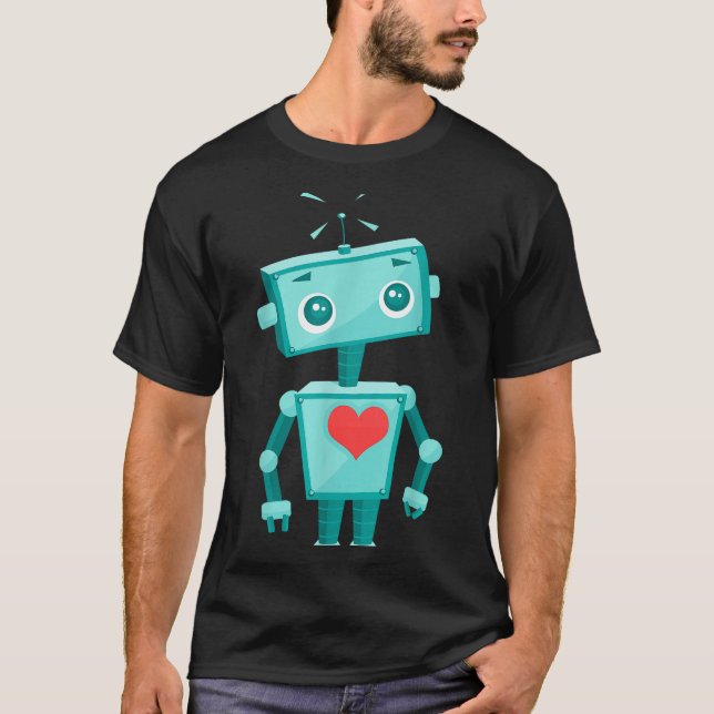Robot Heart Valentine's Day For Kids Girls  T-Shirt (Front)
