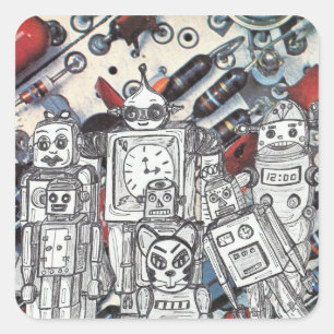 Robot Holiday 1 Square Sticker