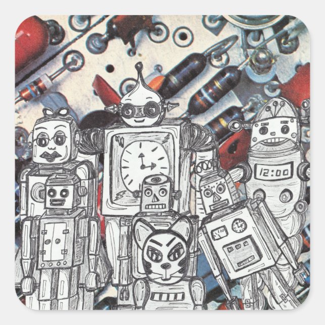 Robot Holiday 1 Square Sticker (Front)