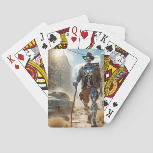Robot in Ghost Town Playing Cards