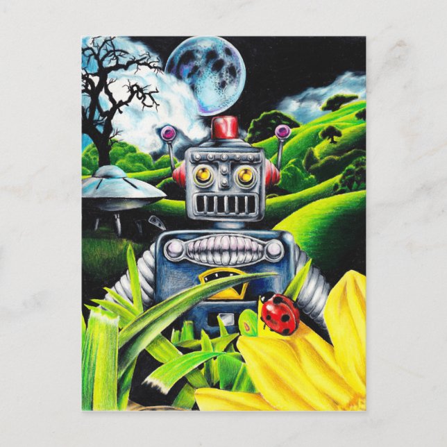 Robot Invasion - Science Fiction Artwork Postcard (Front)