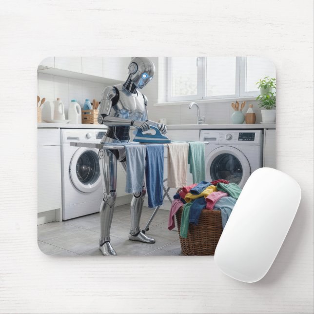 Robot Ironing Clothes Mouse Mat (With Mouse)
